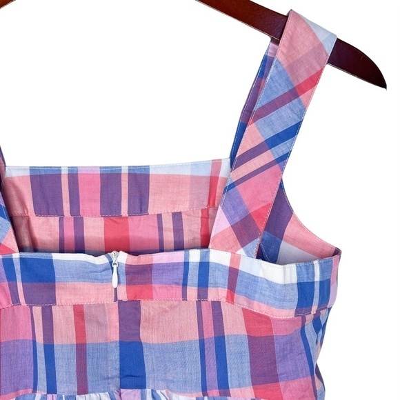 JOULES NWT Zip Back Elsbeth Babydoll Top in Plaid Pinkcheck Size 2 Pink Plaid - Picture 9 of 12